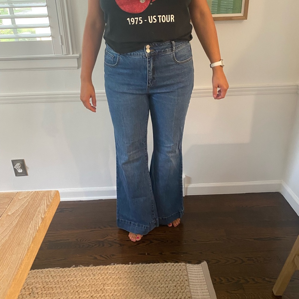 Anthropology wide flare jeans